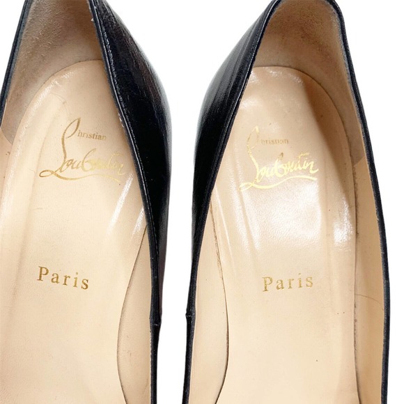 ❌SOLD❌ Authentic Christian Louboutin Matte Black Leather Pumps Women’s 39 1/2 - Picture 9 of 11